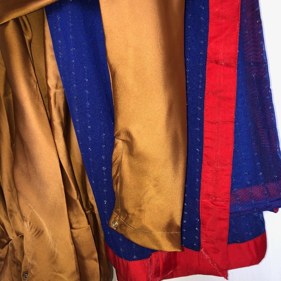 4 pcs Blue/Gold Shalwar kameez Pakistani/Indian - Picture 2 of 7